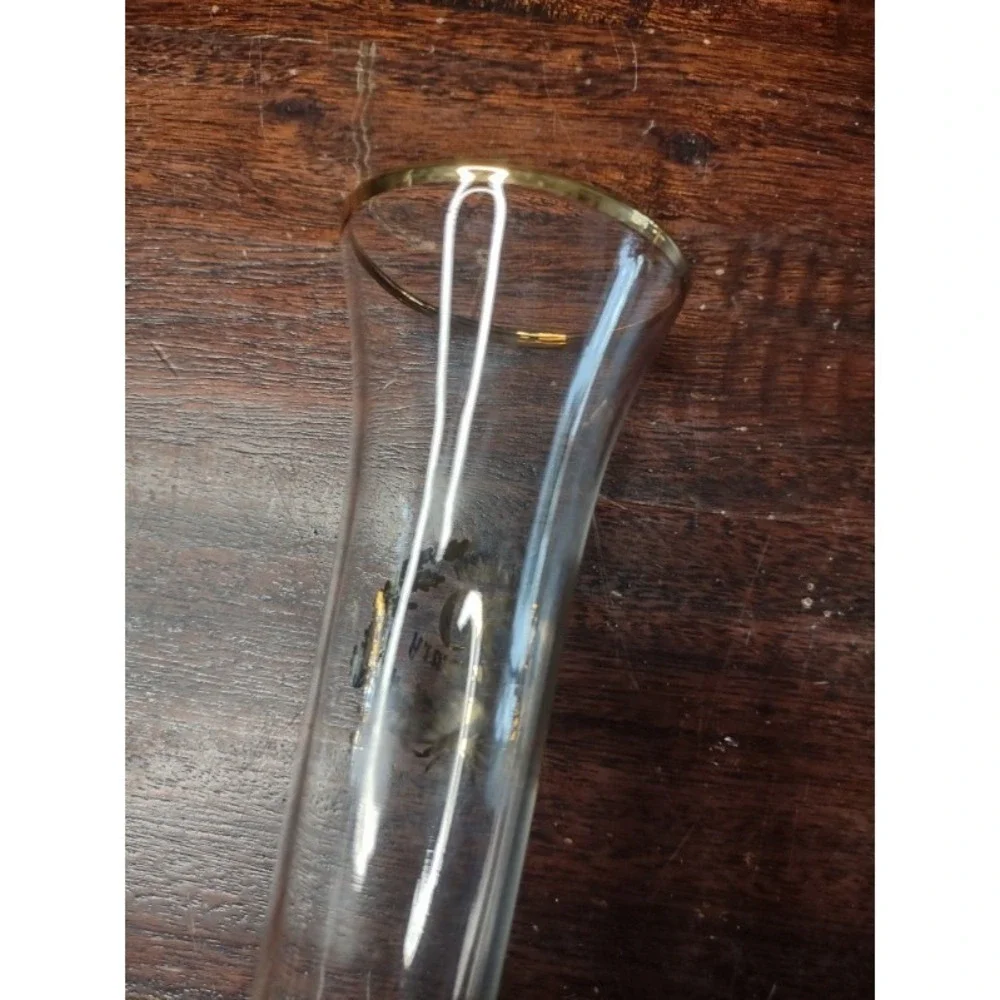 Golden 50th Anniversary Clear Glass Bud Vase with Gold Trim – Vintage...